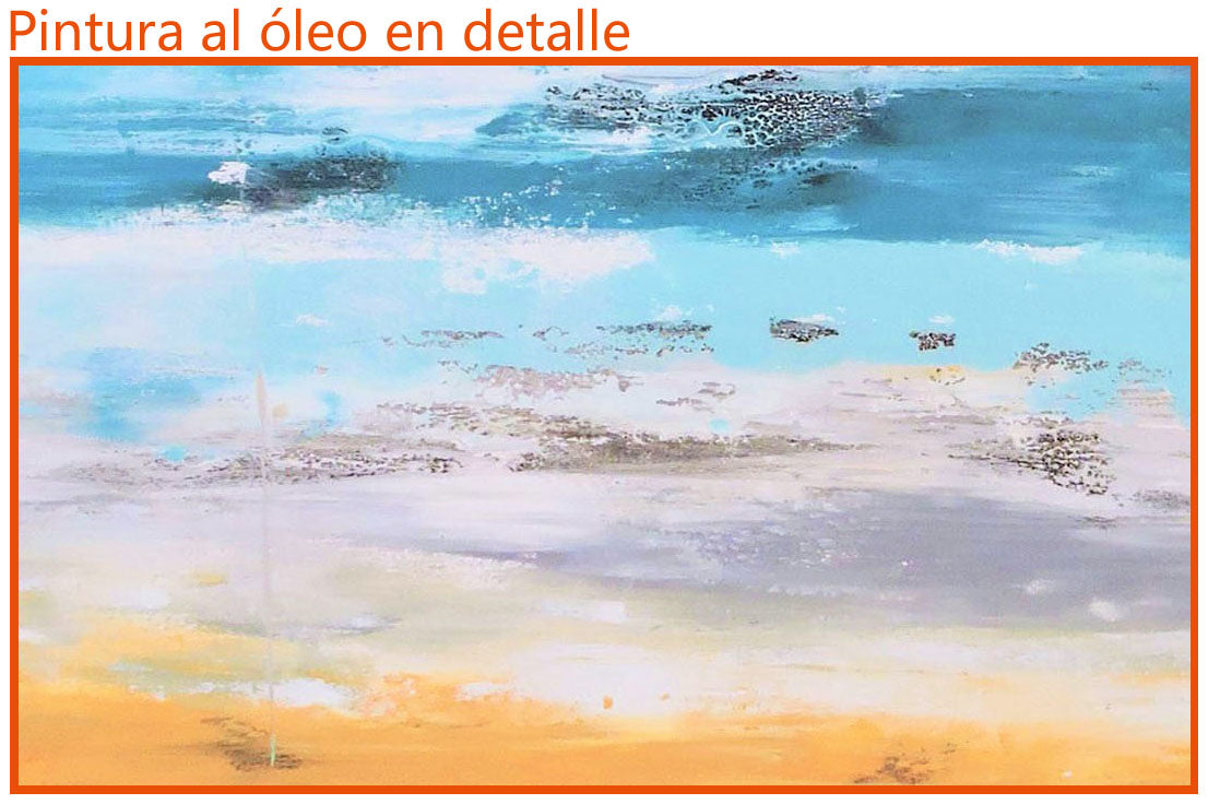 Cuadro al Óleo Abstracto Cian y Ámbar – Cuadros José