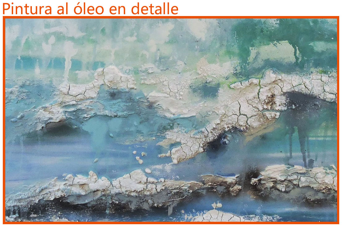 Cuadro al Óleo Abstracto Cian y Ámbar – Cuadros José