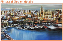 Cargar imagen en el visor de la galería, Cuadro al Óleo Marina Bahía Palma de Mallorca
