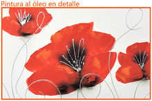 Cargar imagen en el visor de la galería, Cuadro Tríptico Flores Rojo y Plata
