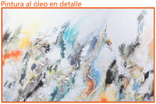 Cargar imagen en el visor de la galería, Cuadro Tríptico Abstracto Celeste y Naranja
