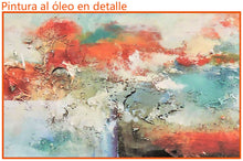 Cargar imagen en el visor de la galería, Cuadro al Óleo Abstracto Naranja y Celeste
