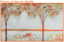 Cargar imagen en el visor de la galería, Cuadro al Óleo Conjunto de Árboles Naranja y Verde
