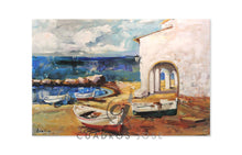Cargar imagen en el visor de la galería, Cuadro al Óleo Marina Playa Mediterránea
