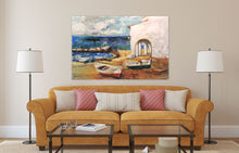 Cargar imagen en el visor de la galería, Cuadro al Óleo Marina Playa Mediterránea
