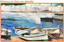 Cargar imagen en el visor de la galería, Cuadro al Óleo Marina Pueblo Mediterráneo
