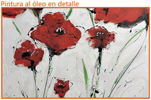 Cargar imagen en el visor de la galería, Cuadro al Óleo Vertical Flores Rojas
