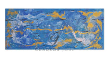 Cargar imagen en el visor de la galería, Cuadro Acrílico Abstracto Azul y Dorado
